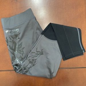 Fabletics Mid-Rise UltraCool Floral 7/8 Gray/Black Size S